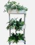 Grow24-Three-tier white self-watering vertical planter with wheels and water level window for indoor and balcony vegetable gardening